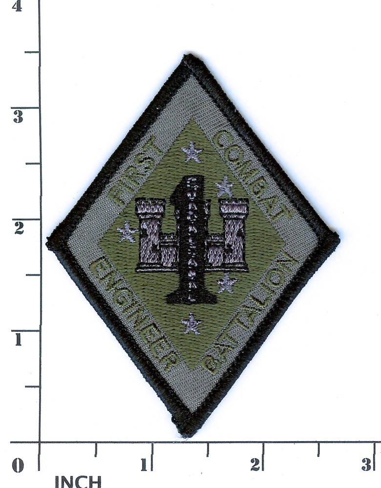 USMC 1st Combat Engineer Battalion subdued OD ! PATCH 1st Eng Bn Marines 1st CEB