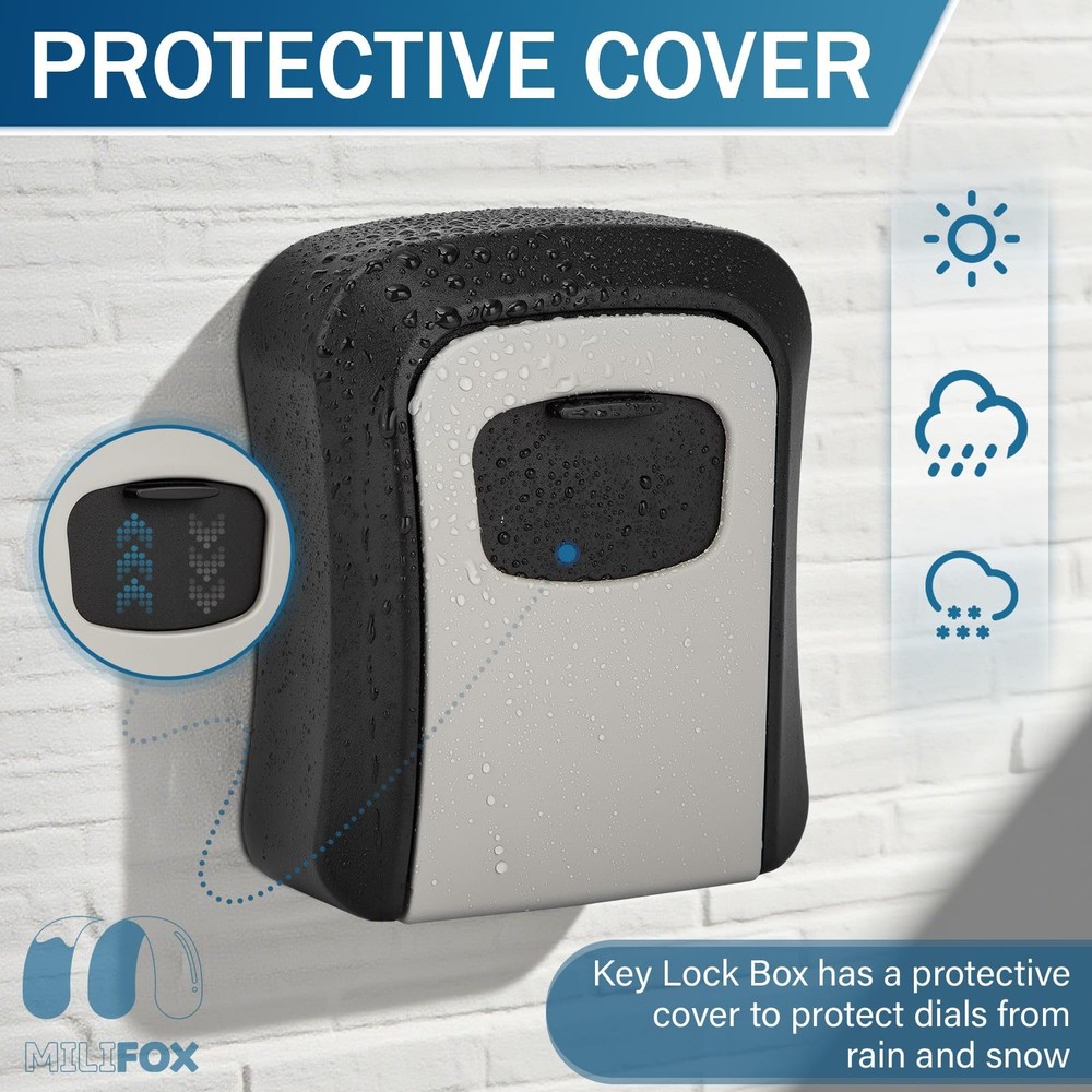 Key Lock Box, Lock Box for Keys with Code, Wall Mount Lockbox for Keys Outdoo...