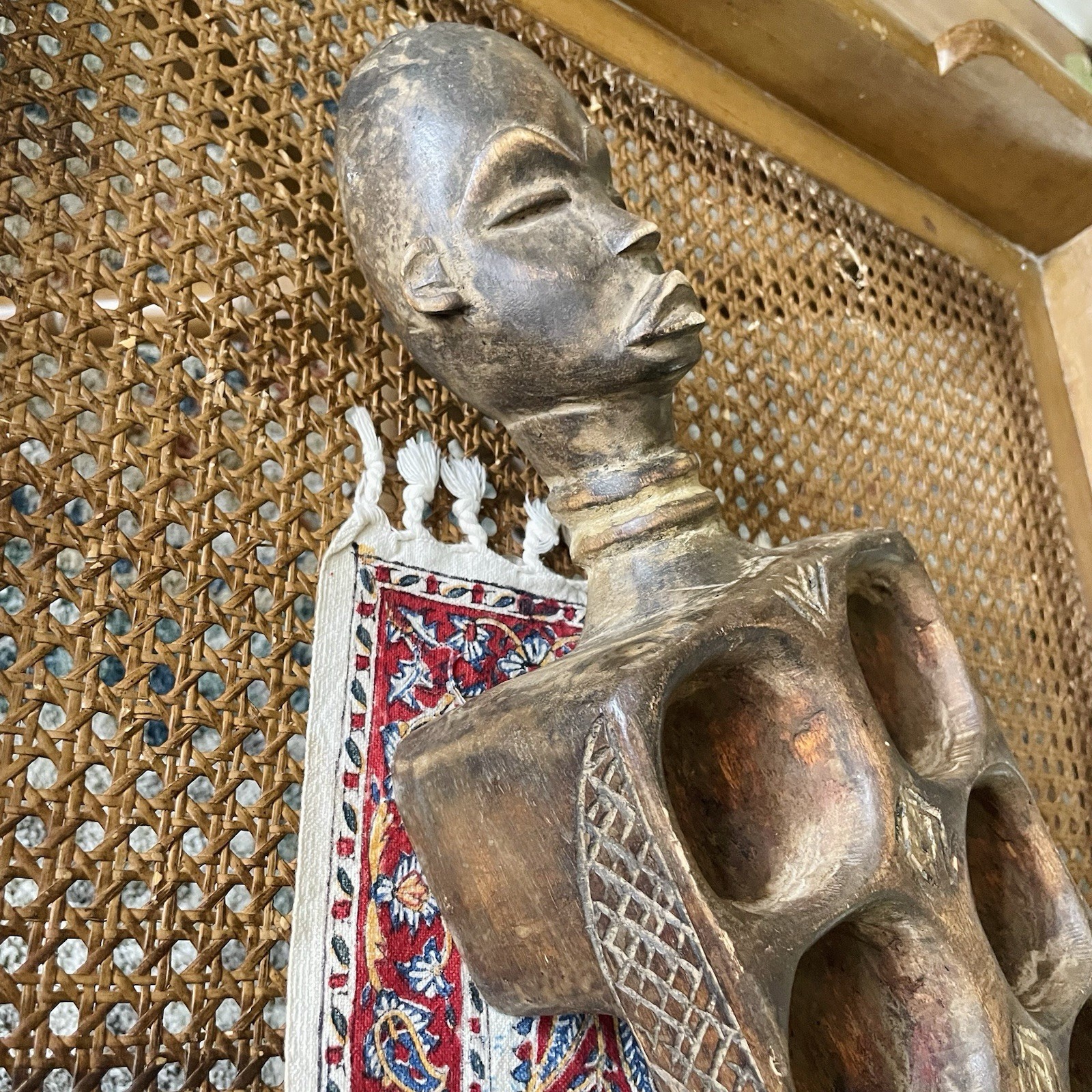 Antique Hand Carved African Woman Man Figural Mancala Game Board Tribal Art