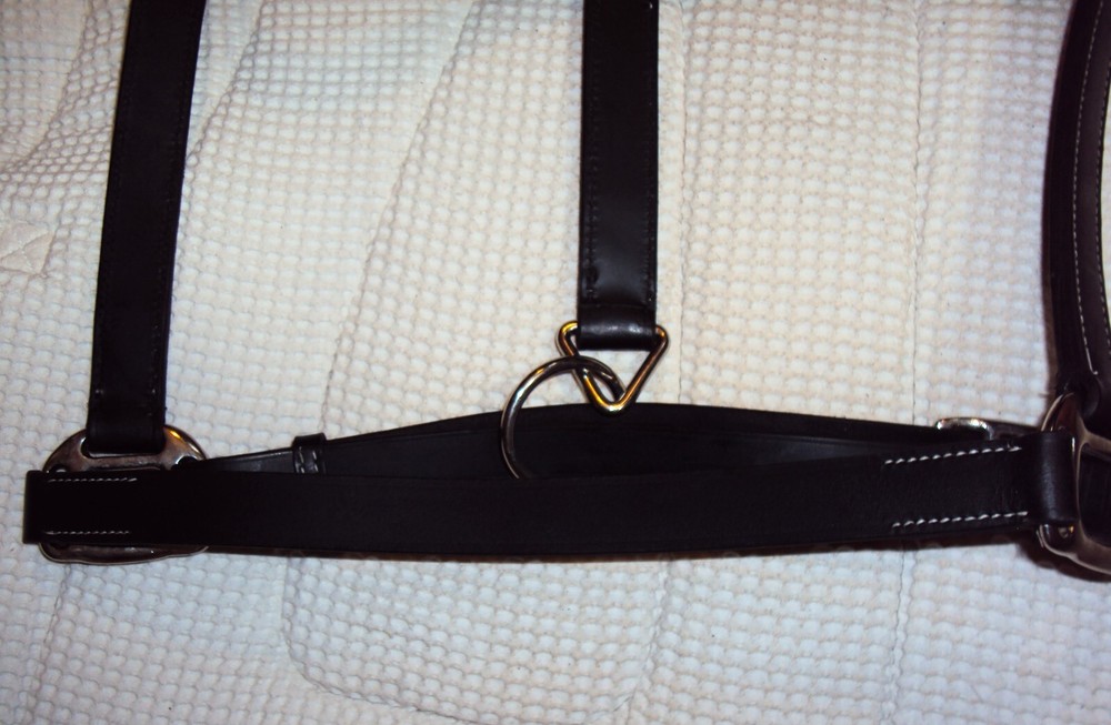 ABETTA Leather BLACK Halter- Silver Hardware/Snap - Adjustable - Full Size - NEW