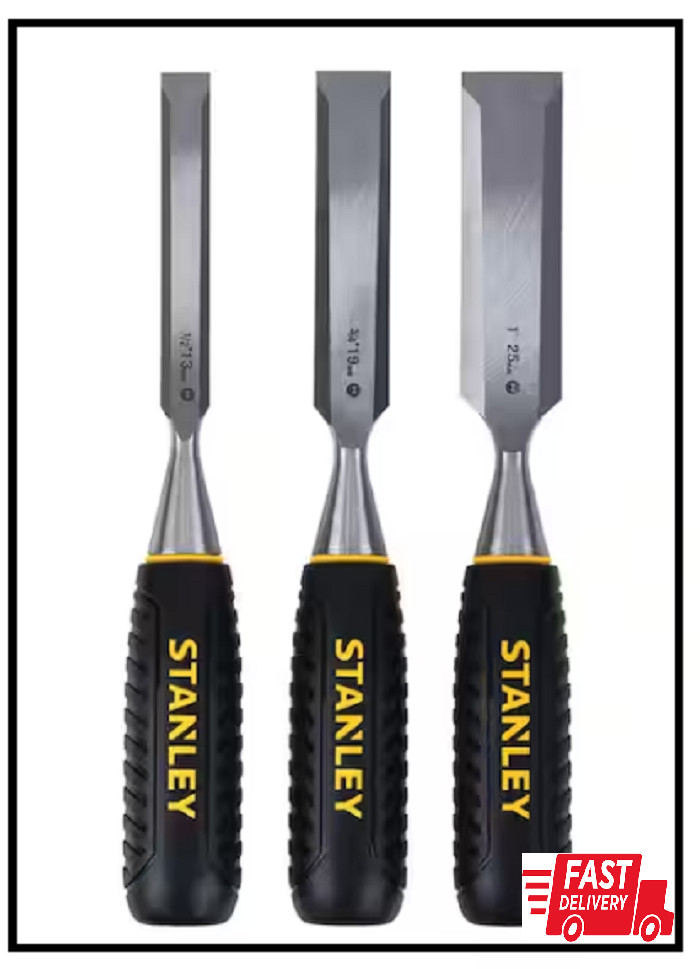 Wood Chisel Set Lacquer coated blades for rust resistance (3-Piece)