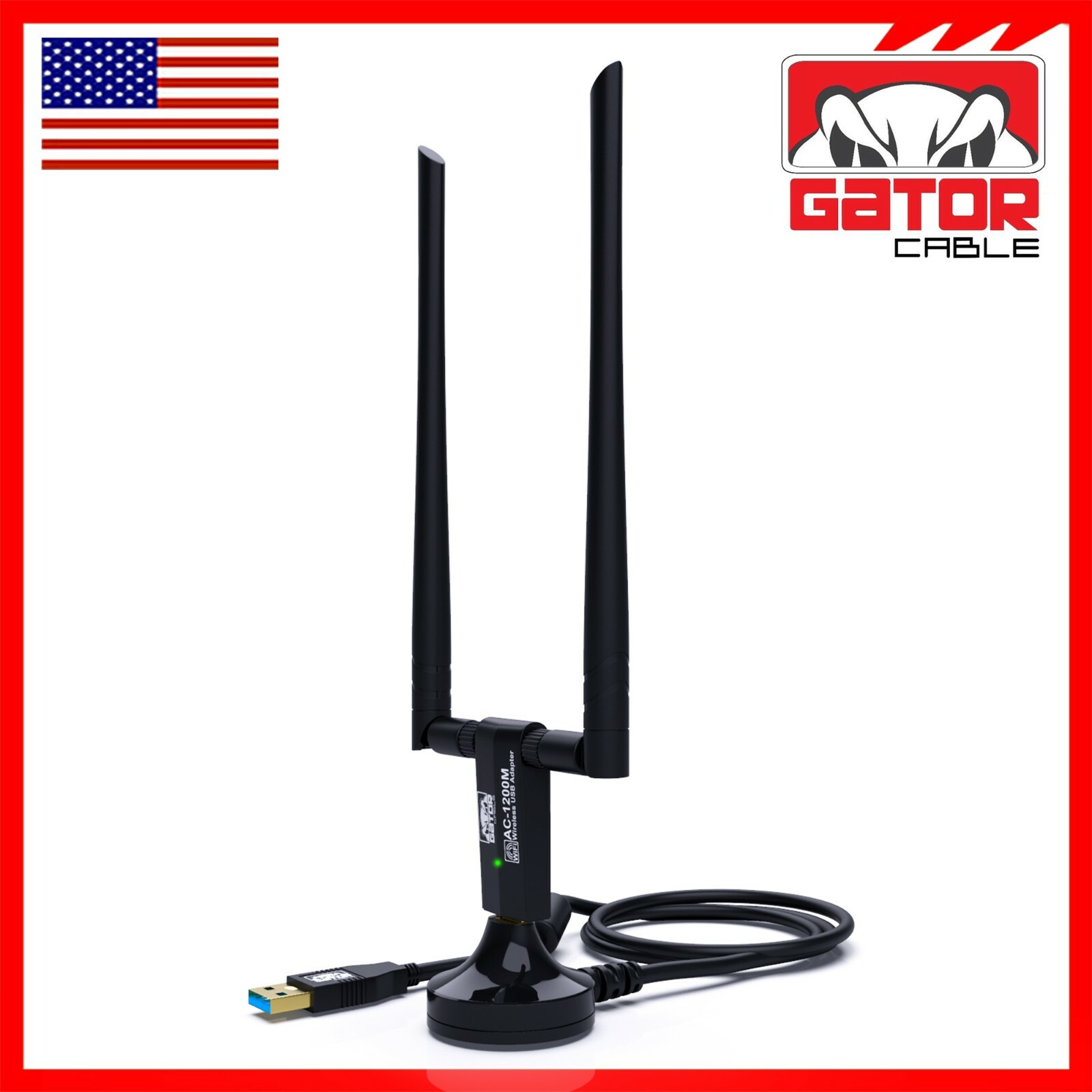 WiFi Wireless Antenna USB 3.0 Adapter Long Range 1200Mbps Dual Band 5GHz 2.4GHz