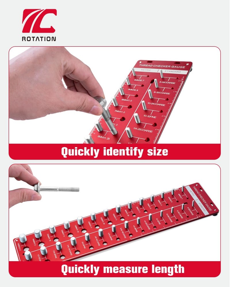 ROTATION Thread Checker, Nut and Bolt Gauge, Size Identifier...