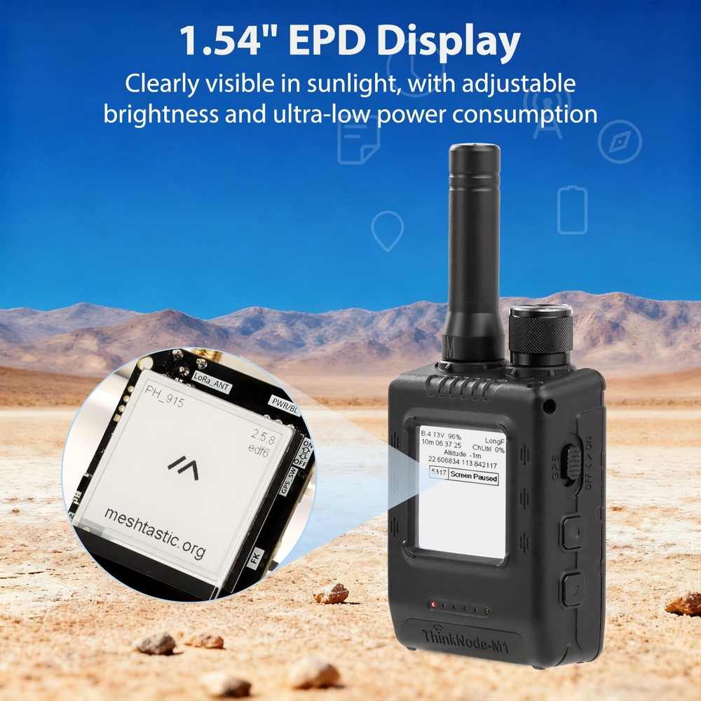 ELECROW Meshtastic LoRa Transceiver with ThinkNode M1 nRF52840, Black