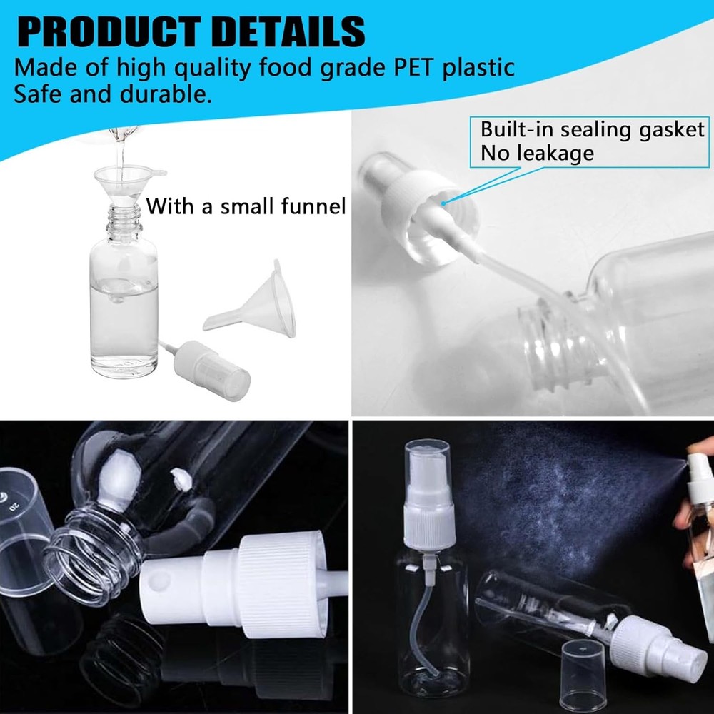 7 Pack 30ml Spray Bottle,Clear Empty Refillable Plastic Bottles,Mini SprayBottle