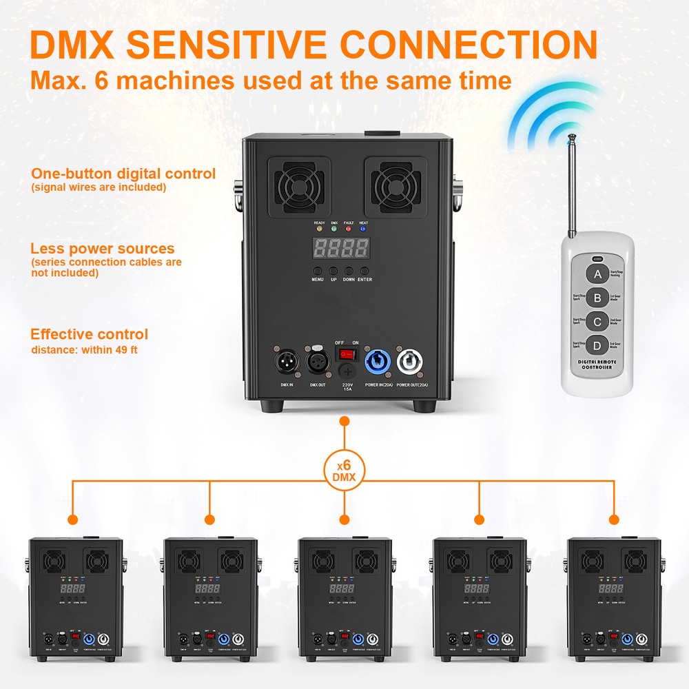 U`King 4PCS Cold Spark Machine 700W Stage Effect DMX Firework DJ Event Wedding