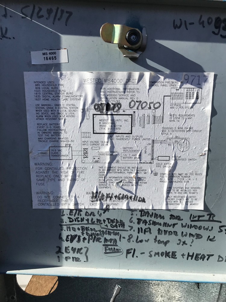 Westec MS4000 Alarm Panel