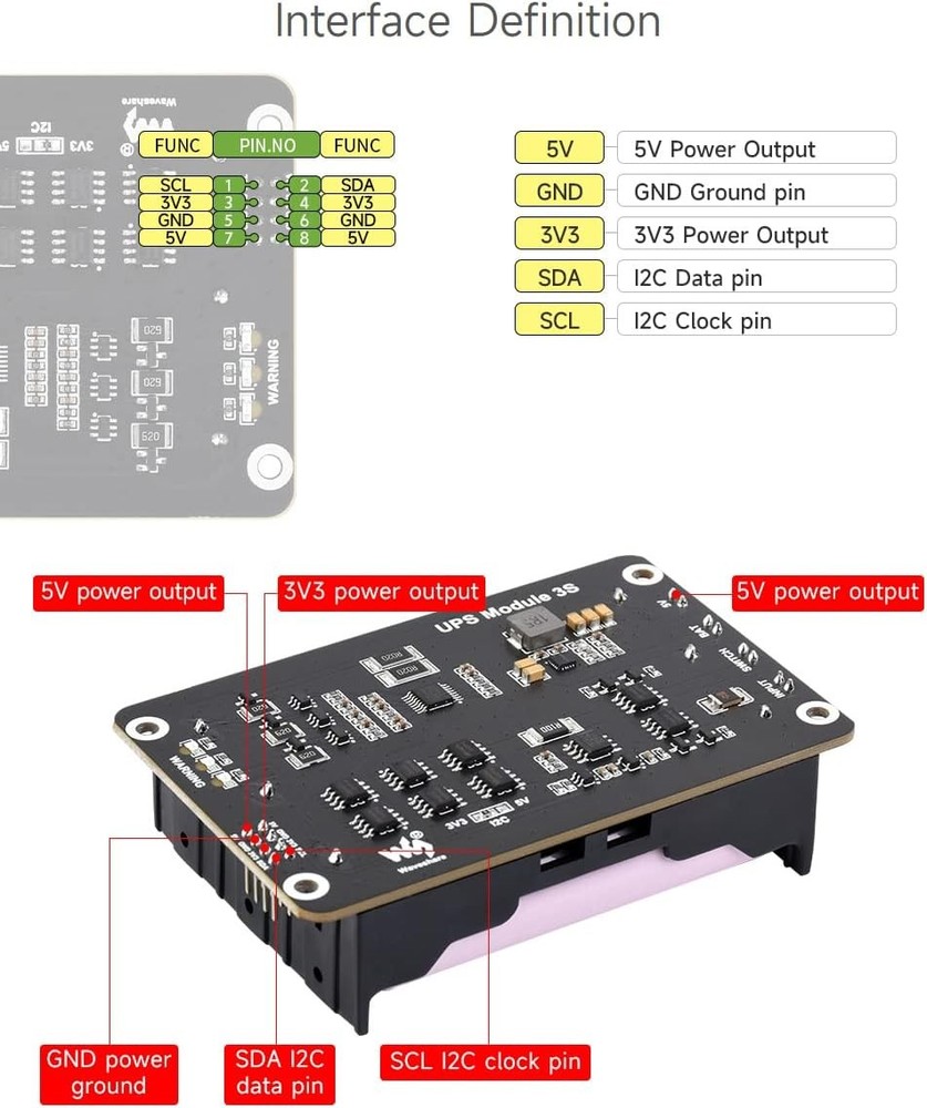 Waveshare Uninterruptible Power Supply (UPS) Module, UPS Module 3S (EN)