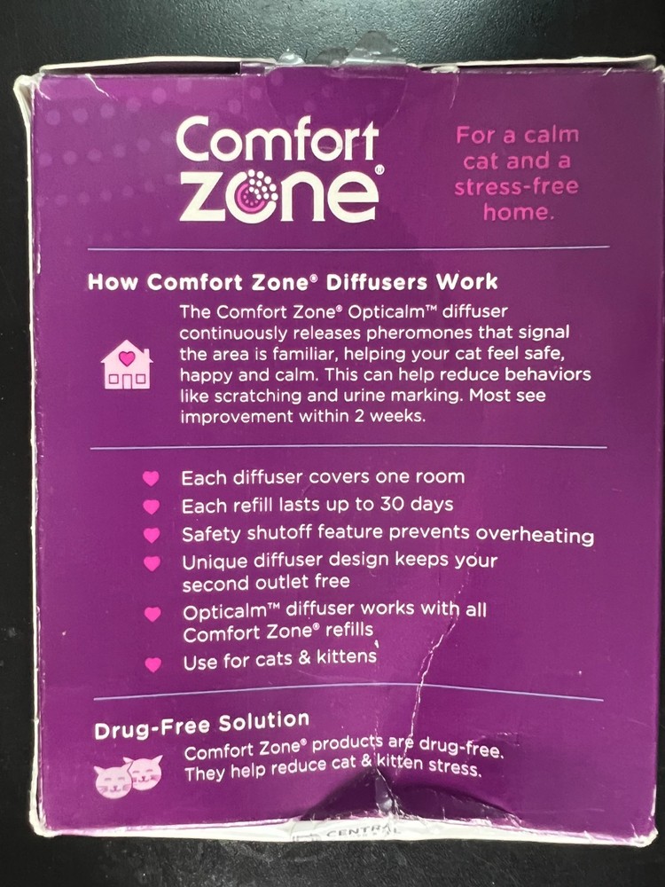Comfort Zone Diffuser Kit for Multi-Cat Calming With Pheromone Refill 3384