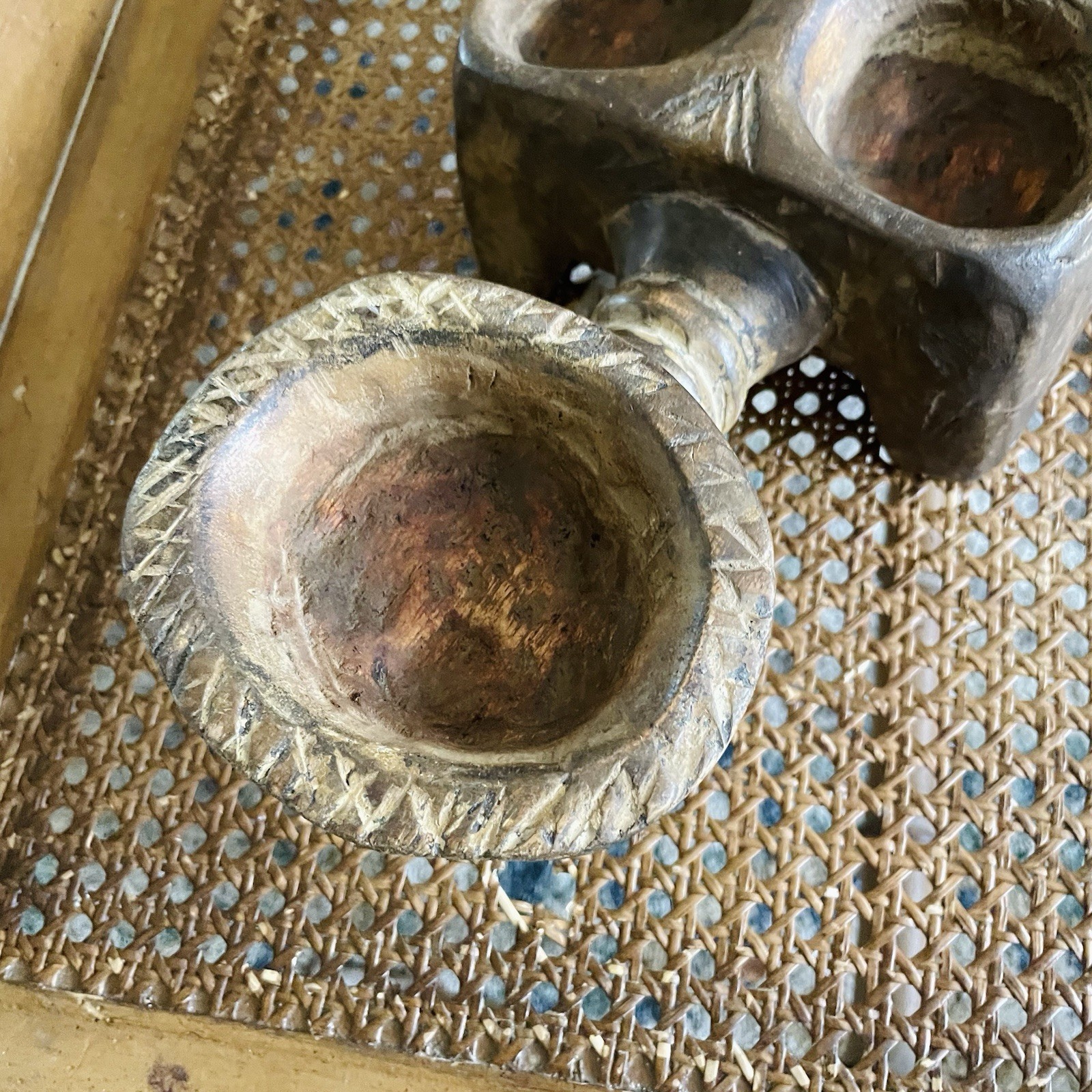 Antique Hand Carved African Woman Man Figural Mancala Game Board Tribal Art