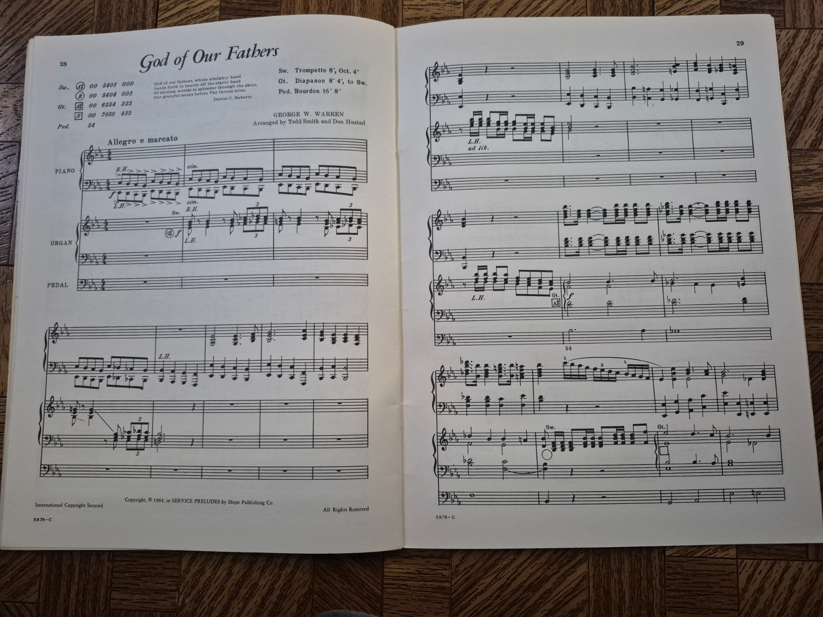 2 SERVICE PRELUDES FOR ORGAN AND PIANO songbooks arr. Don Hustad/Tedd Smith 1964