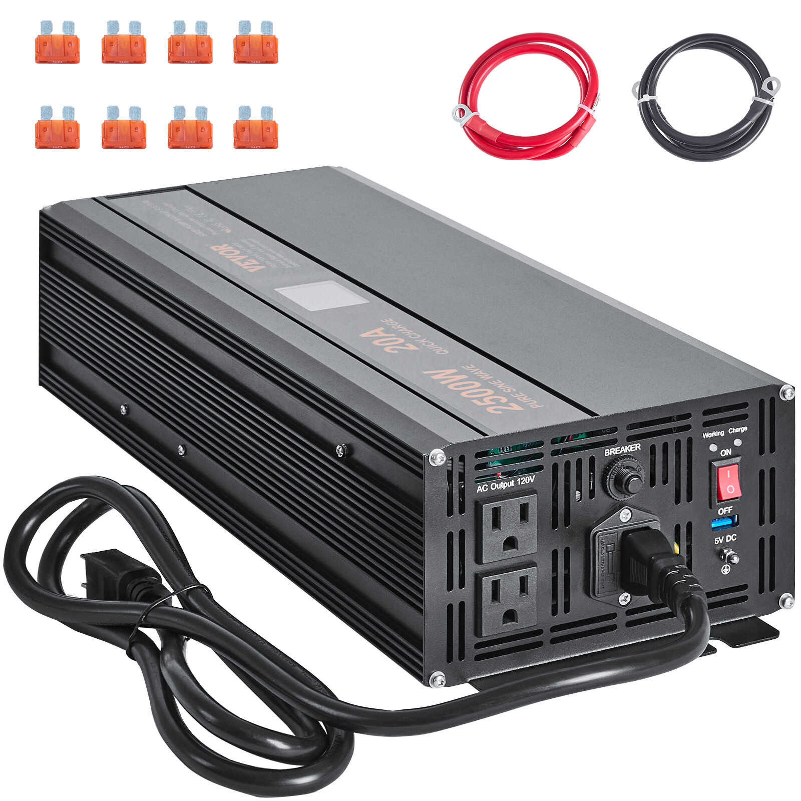 VEVOR 2500W Sump Pump Battery Backup System Inverter LCD Emergency Power Outage