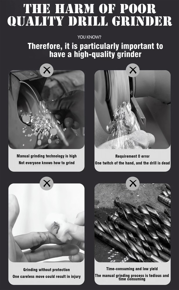 4mm-14mm End Mill Sharpener Drill Bit Grinding Machine Angle Adjustable 6 Clamps