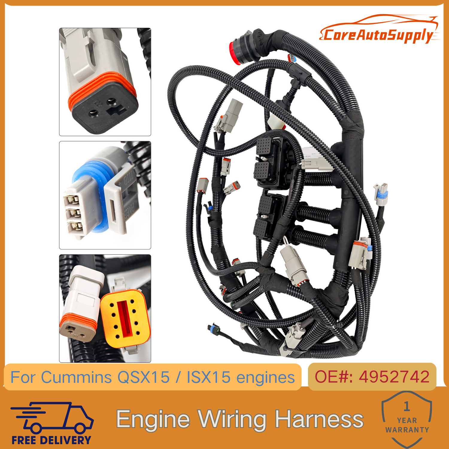 Wiring Harness fit Cummins QSX15 ISX15 Engine 4952742 Excavator -1 YEAR WARRANTY