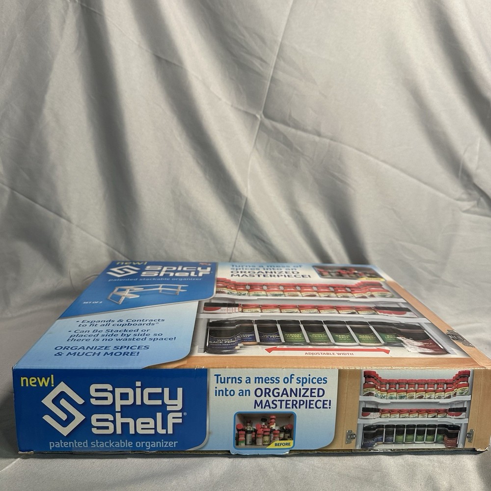 Spicy Shelf Organizer Adjustable Stackable New 64 Jar Capacity Open Box
