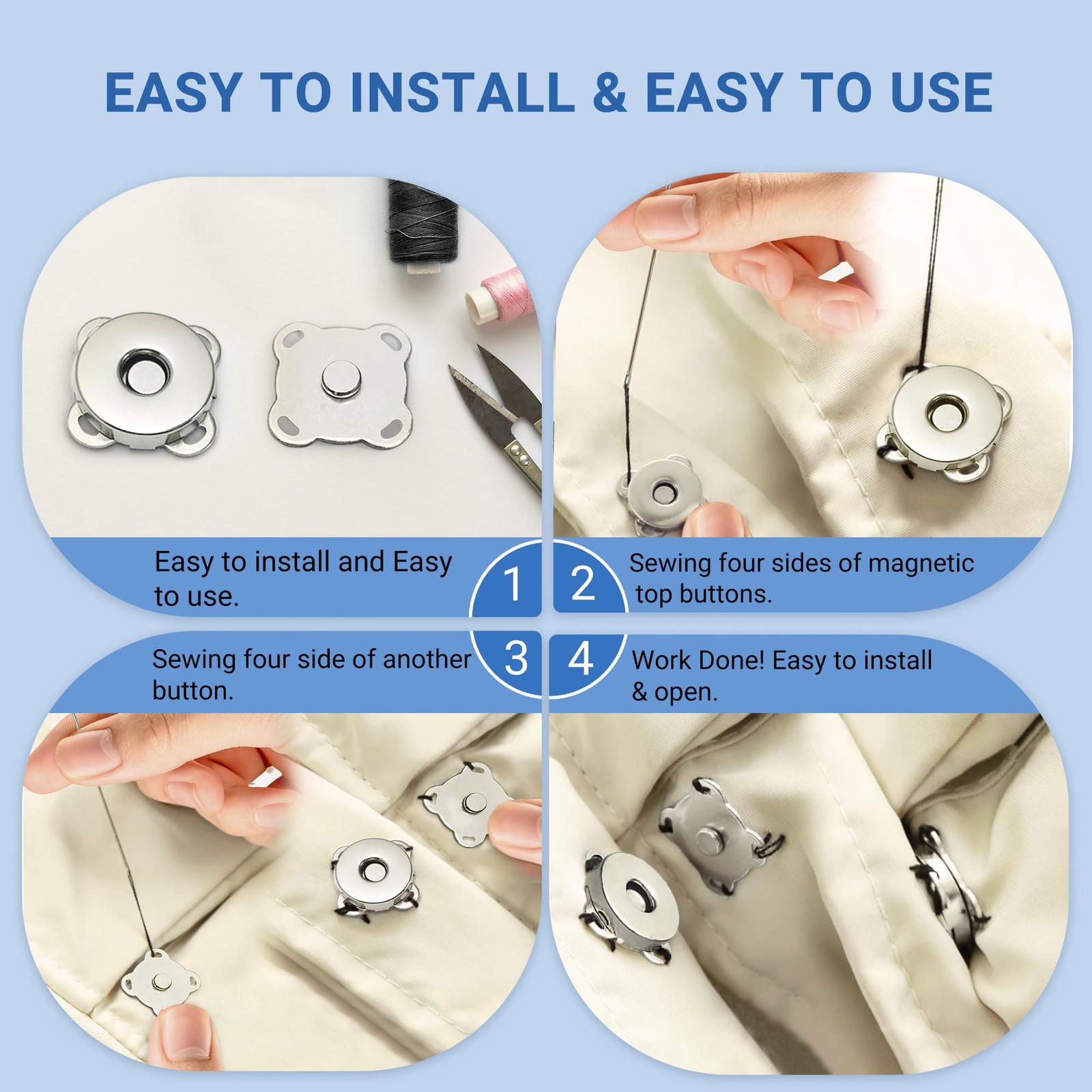 30 Sets Magnetic Snap Buttons,14mm Silver Button for 5.51,