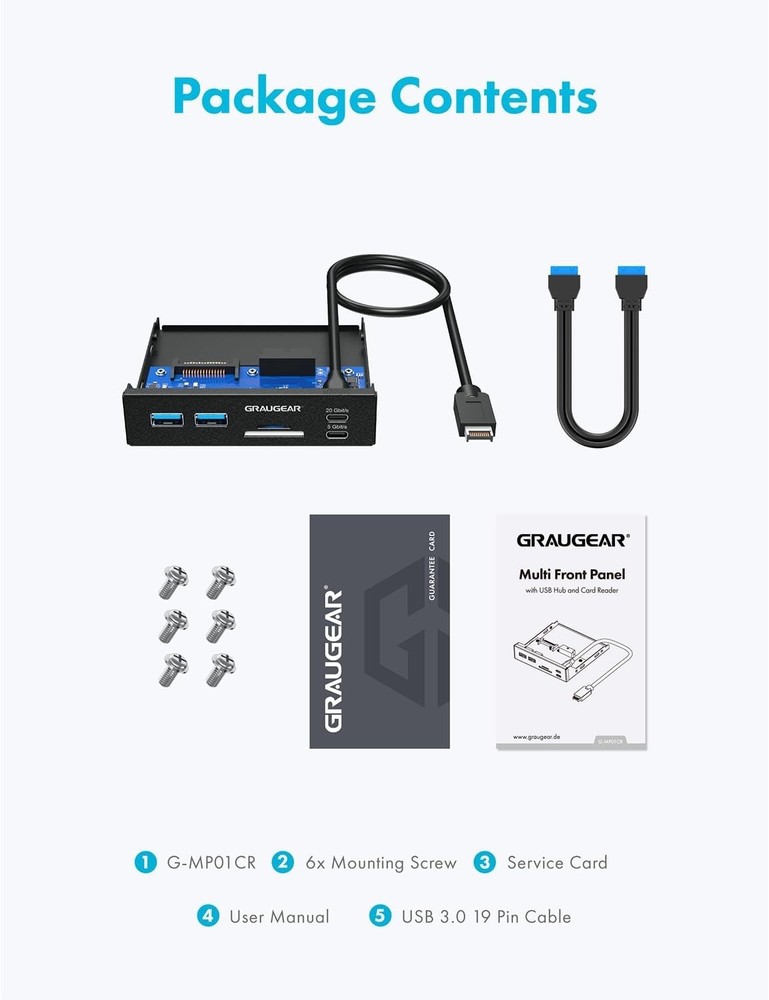 3.5 Inch Front Panel USB C Hub, SD/microSD Internal Card Reader, 20Gbps USB 3.2
