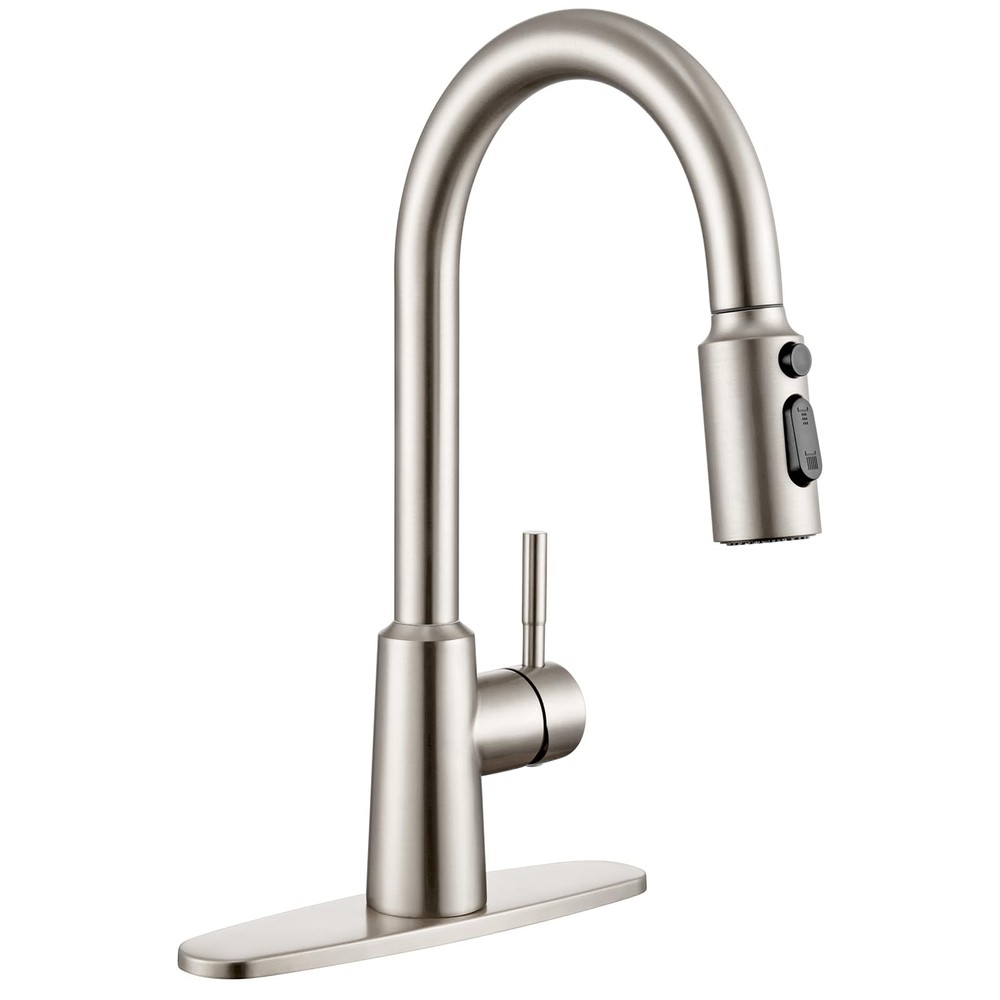 Kitchen Faucet with Pull Down Sprayer, High Arc Single Handle Brushed Nickel ...