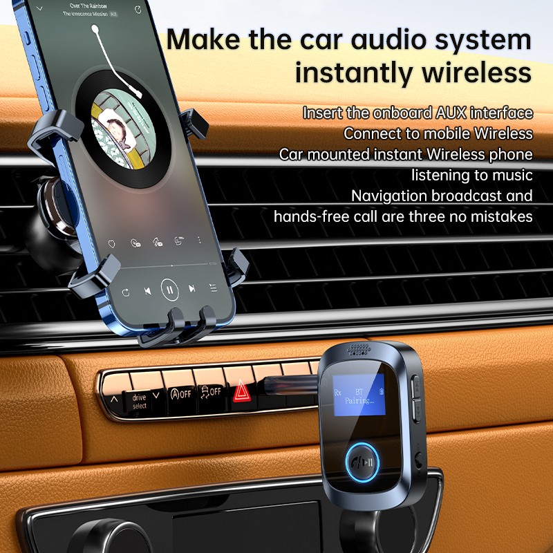 AUX Bluetooth-compatible 5.4 Adapter Car Audio Send Receive 2-in-1 with Screen