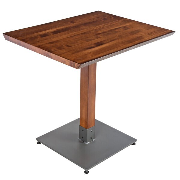 24" x 30" Rectangular Solid Wood Live Edge Restaurant Table Top in Walnut Wood