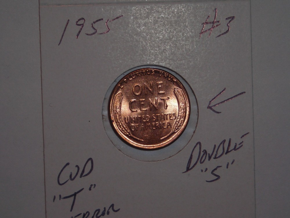 wheat penny 1955 CUD,MOLD ERROR RED BU #3 UNC LINCOLN CENT SHARP ERROR