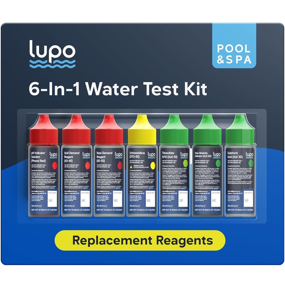 Lupo 6-in-1 Pool Test Kit Replacement Reagents | Refill