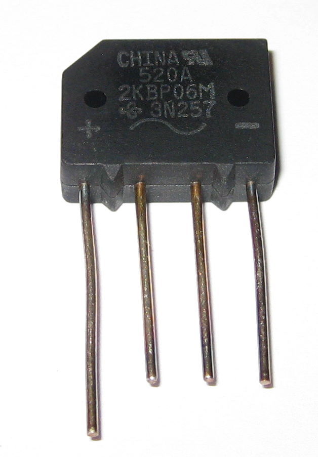 2 X 2 Amp 600 Volt Low Profile Bridge Rectifier - 600V 2A Inline Compact Diode