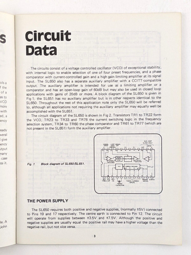 SL650 SL651 Phase-locked Loop Applications, Plessey Semiconductors