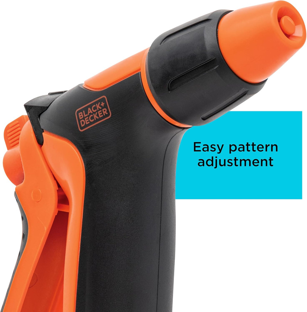 Black + Decker® Adjustable Rear Trigger Garden Hose Nozzle – Lightweight, Comfor