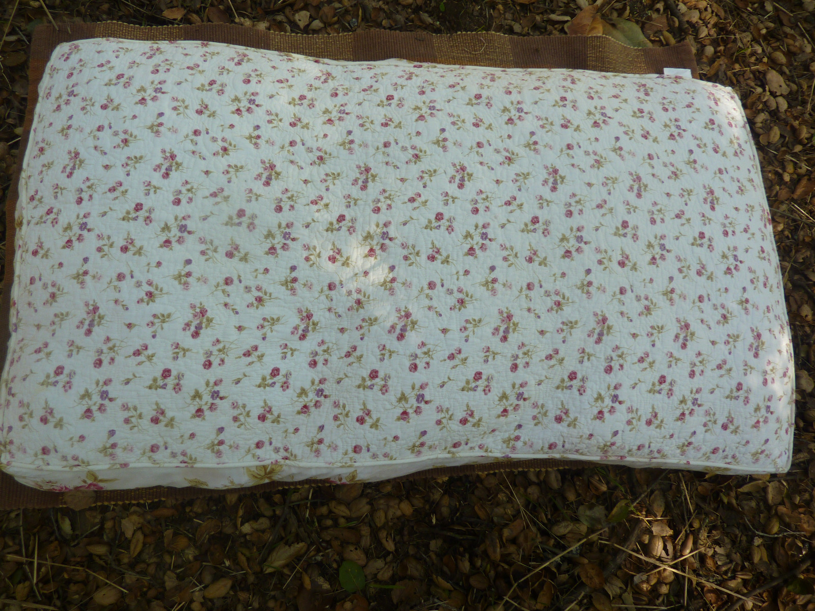 Quilted Shabby French Country Chic Roses Large Floor Pillow Cover 24x40 Zipper