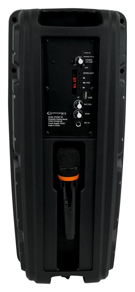 Technical Pro Dual 8" Rechargeable Karaoke Machine System+Stand+3) Wireless Mics