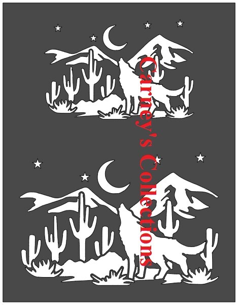 7"x9" Plastic Stencil - Prairie Wolf (SC865)