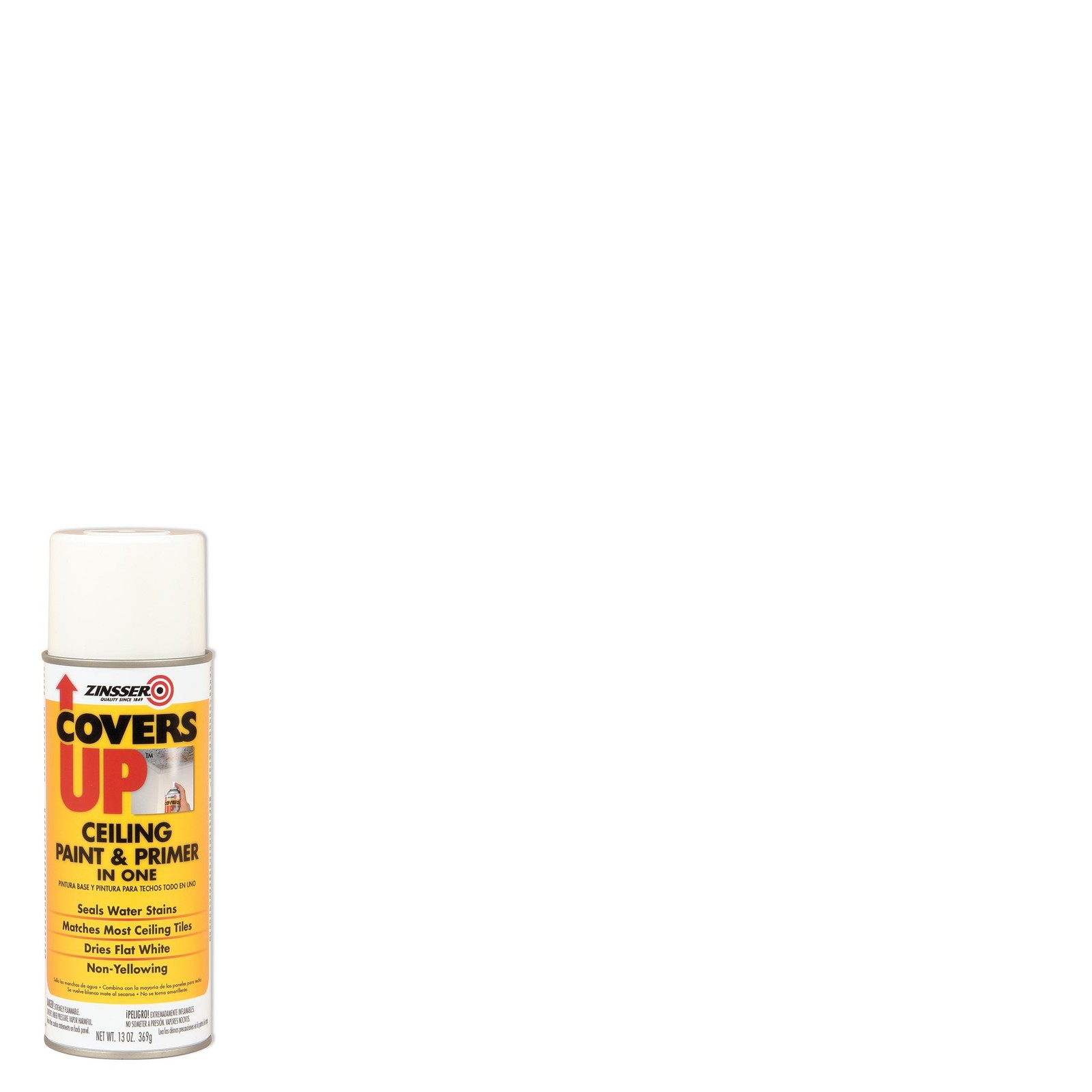 Zinnser, COVERS UP Ceiling Paint & Primer In One, 13 oz Flat White- 03688
