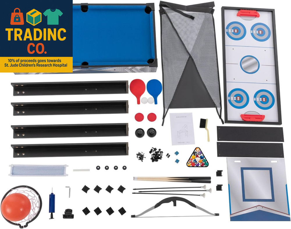 5-In-1 Multi Game Combination Table Set, Pool Table, with Billiards, Push Hockey