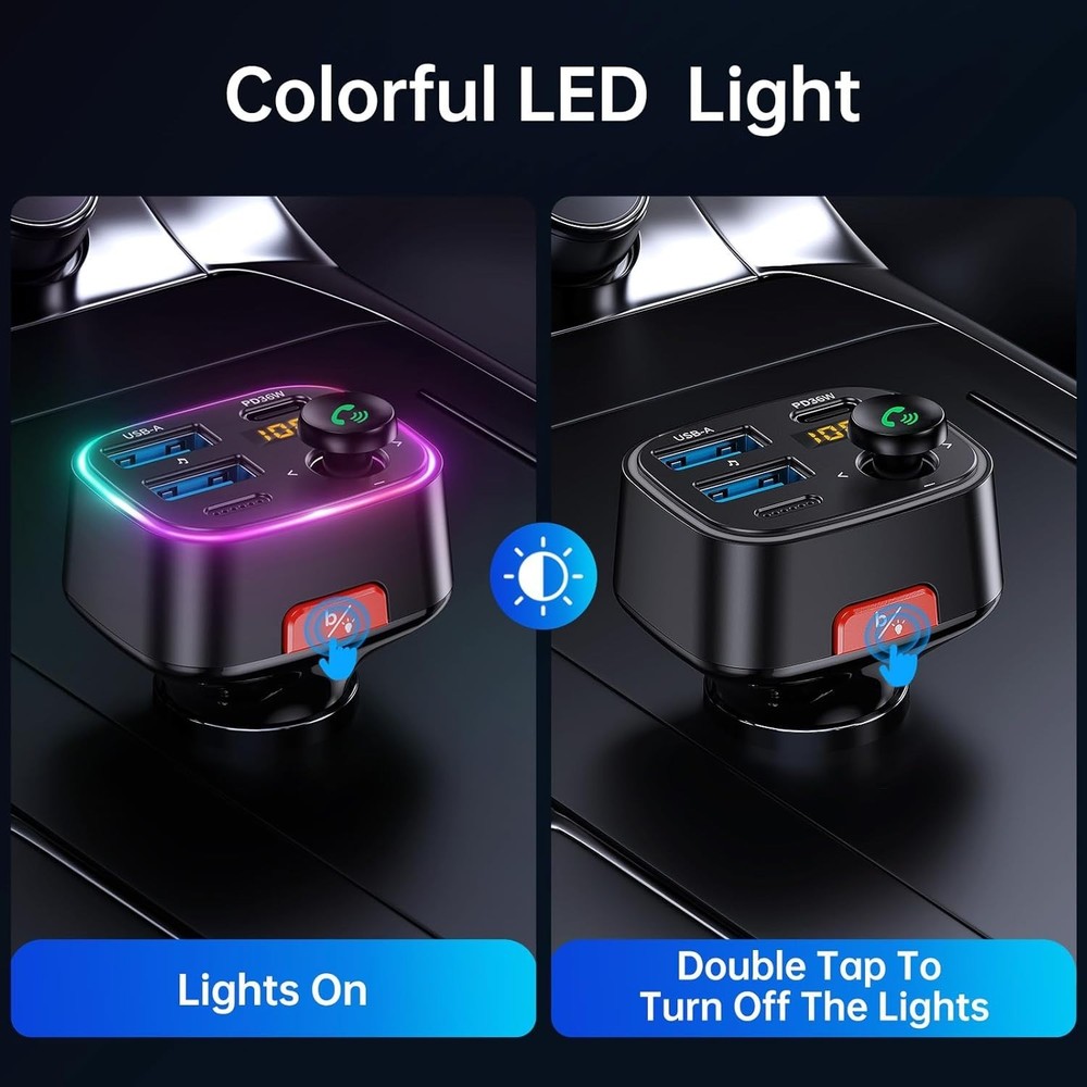 48W Fast Charging Bluetooth FM Transmitter with LED Display & Noise Cancellation