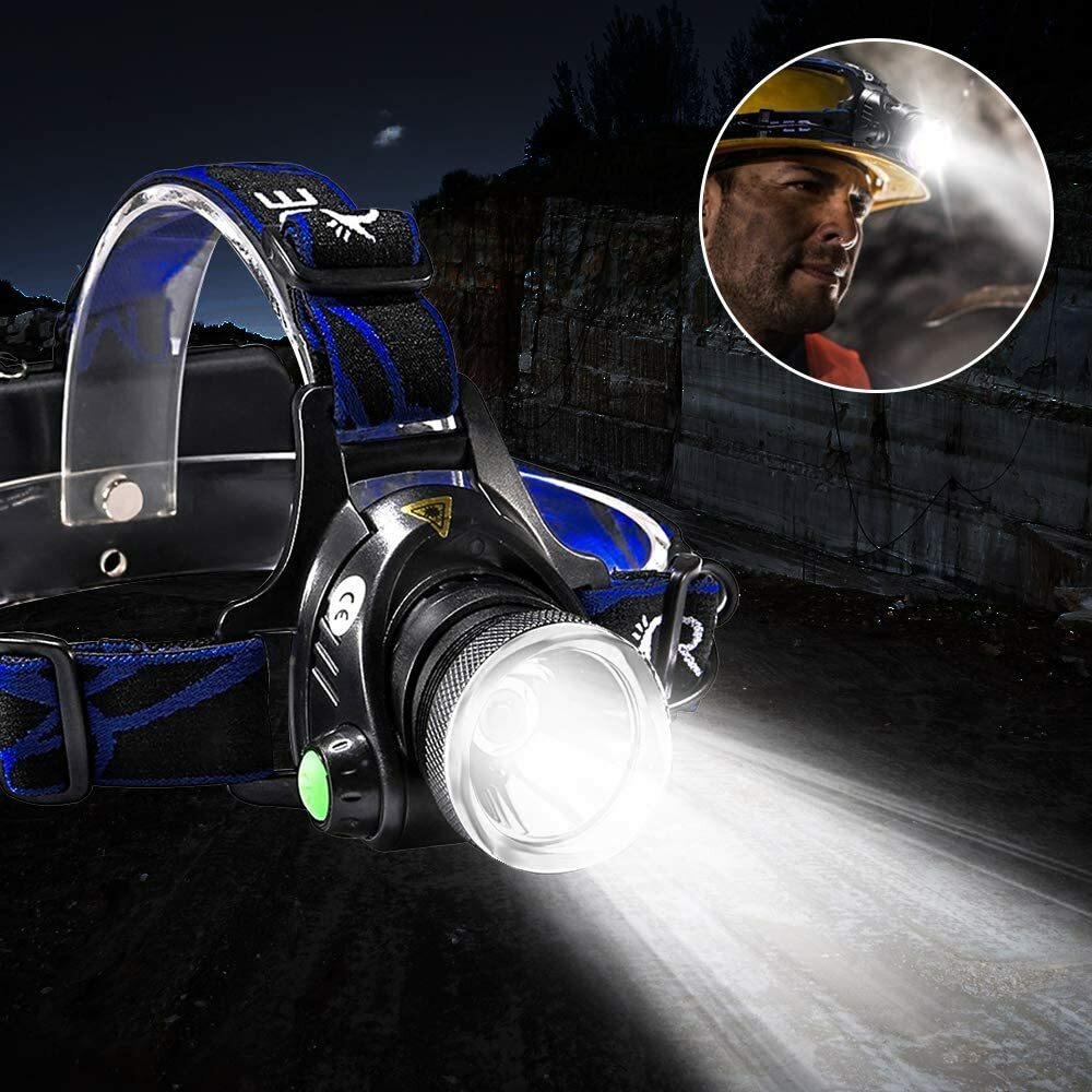 LED Headlamp USB Rechargeable Headlight Head Torch Outdoor Waterproof 25000LM