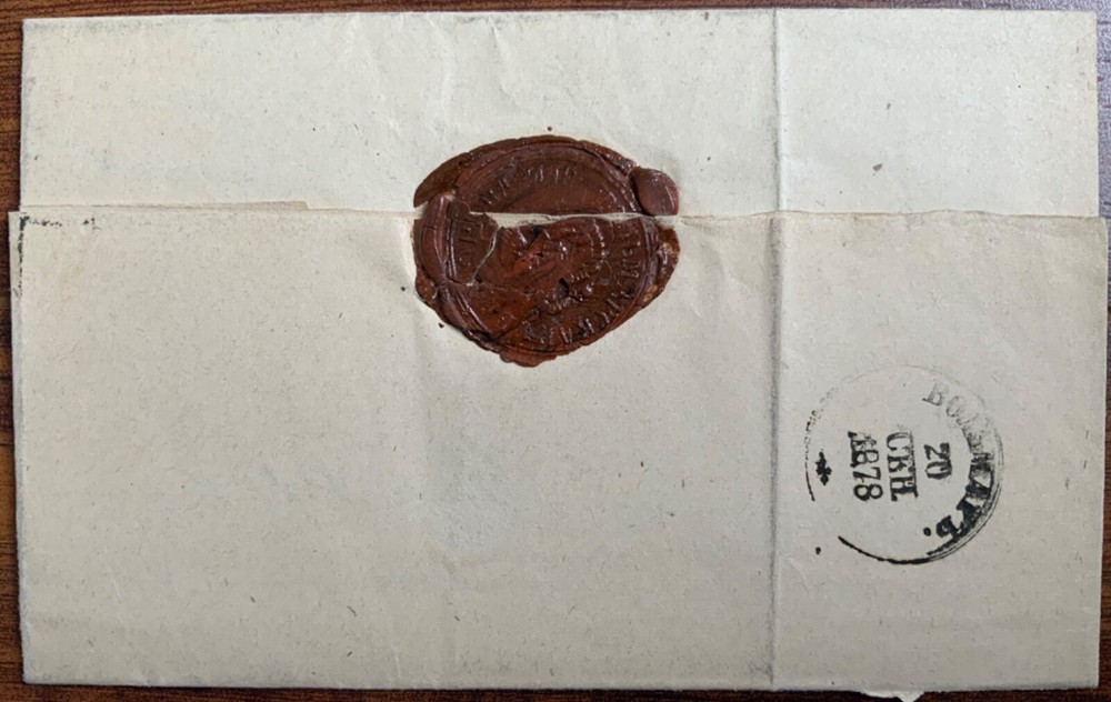 Russia Stampless Cover 1878 Beautifull Red Seal