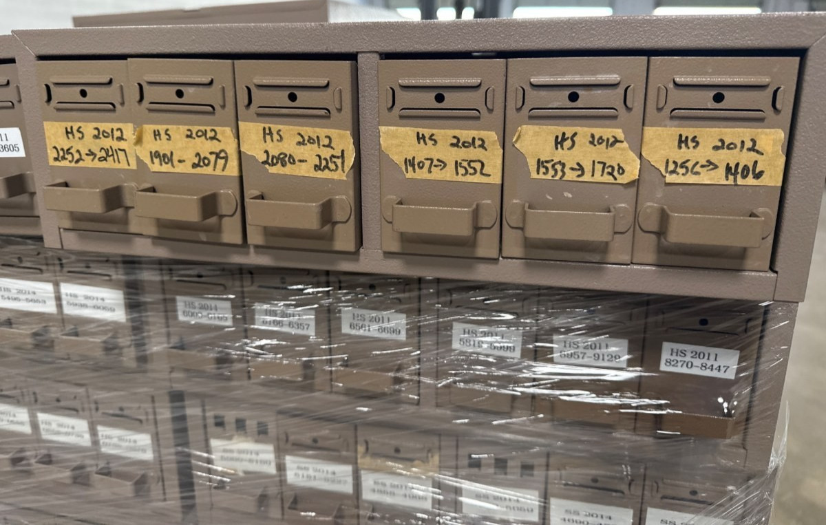 VINTAGE Six Tray-Drawer Microscope Slide Storage Stackable Metal Cabinet 19x16x5