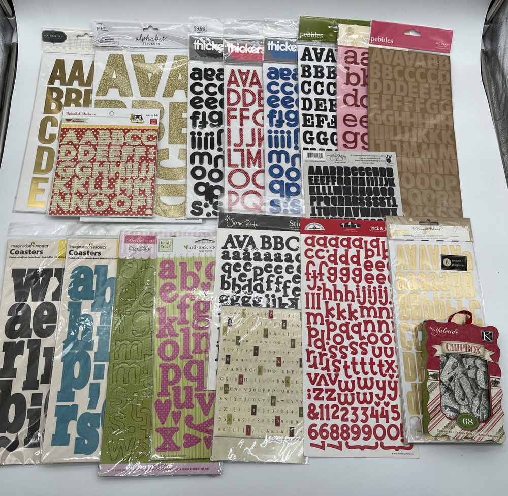 Scrapbooking Alphabet Stickers Lot Thickers Pebbles Mixed Sets