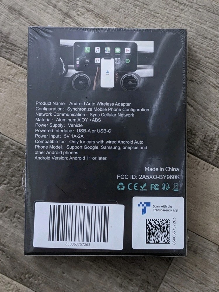Wireless Android Auto Adapter, BY960H New Sealed Android 11 Or Later