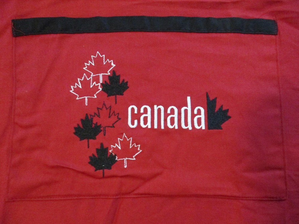 Vintage Canada Maple Leaf Bib Apron Red Cotton One Size Kitchen