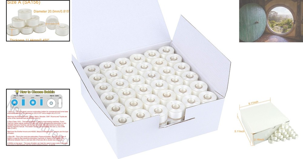 Versatile 144pcs White Prewound Bobbin Thread Set for Embroidery Machines