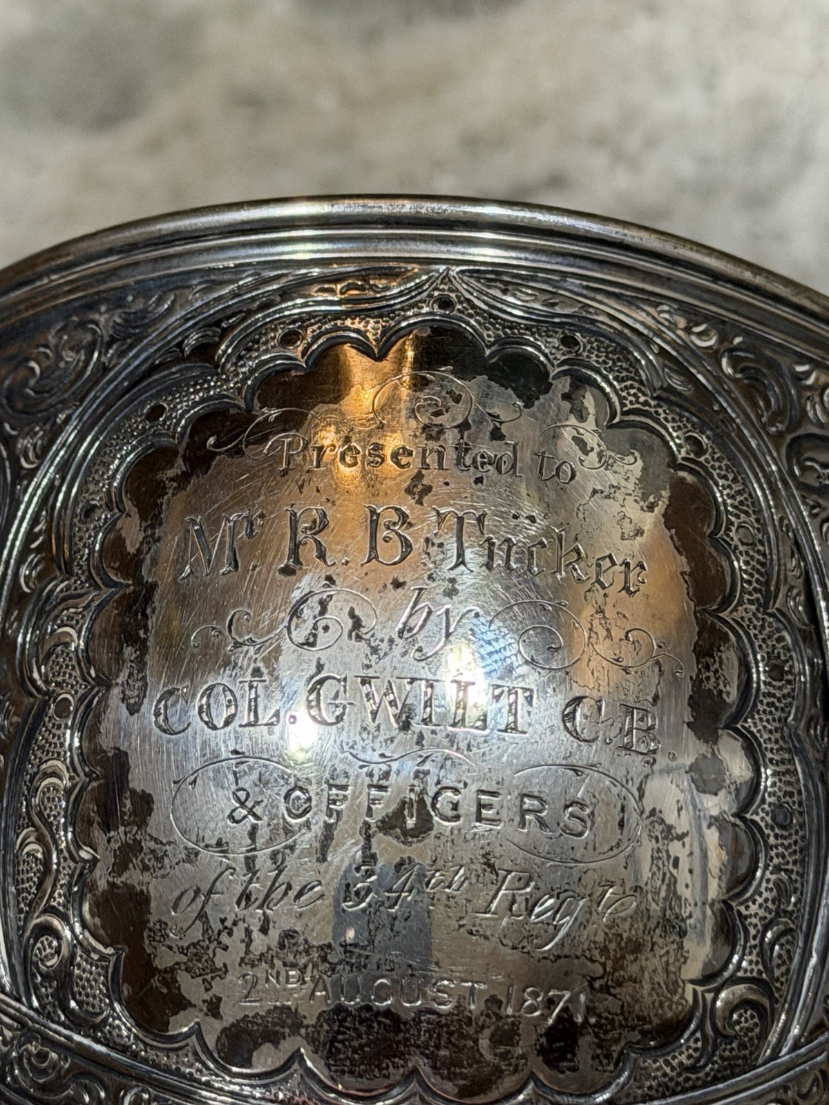 Ornate Goblet Chalice Coin Silver (?) 1871 Inscribed