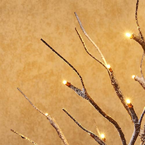 Pre Lit Tabletop Snow Dusted Tree with Timer 24LED 18IN Battery Snow 2 Set