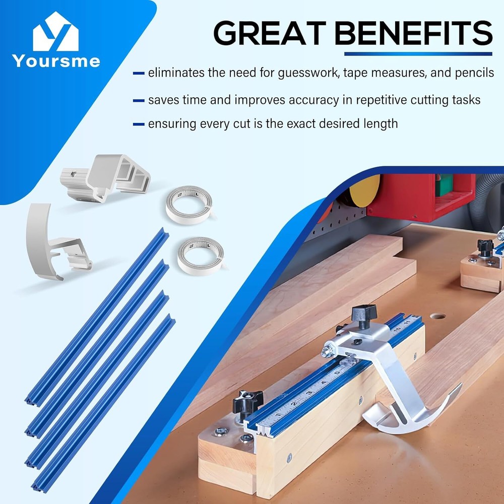KMS8000 Aluminum Precision Trak and Stop Kit For Precise Repeatable Cutting Wood