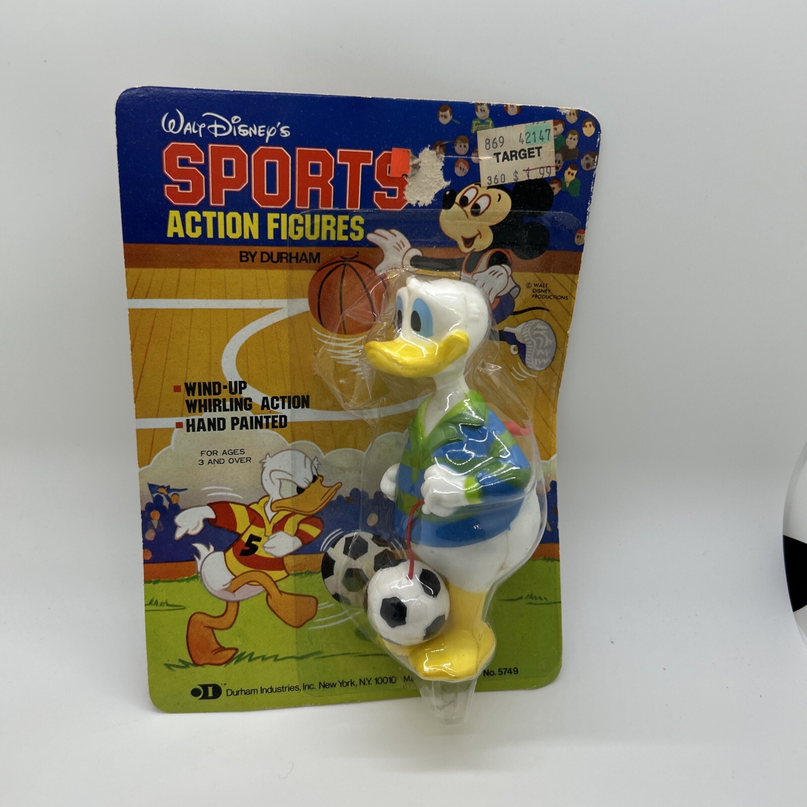 Walt Disney Sports Action Figures Donald Duck Soccer Wind-Up Unpunched Durham
