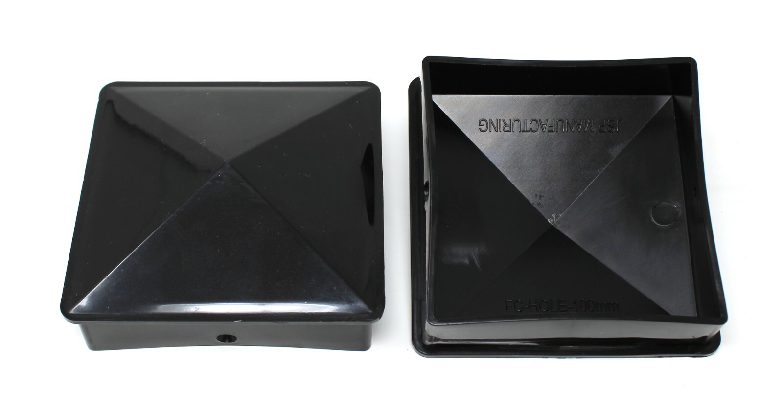 Plastic Pyramid 4x4 True (100mm) Fence Post Cap w/ Pre-Drilled Hole Black/ White