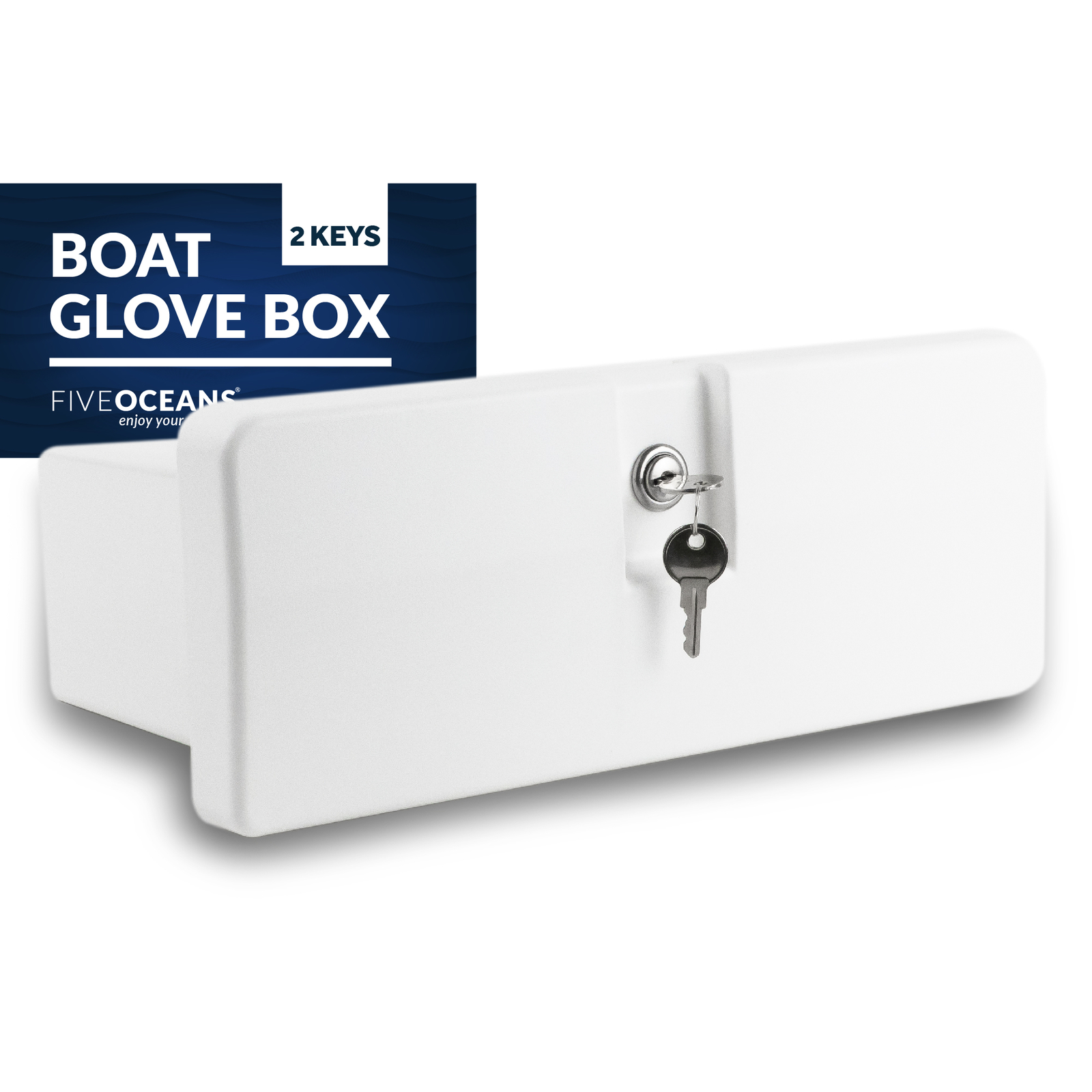 Boat Glove Box, Lockable with 2 Keys, High-Impact and UV-Resistant White Plastic