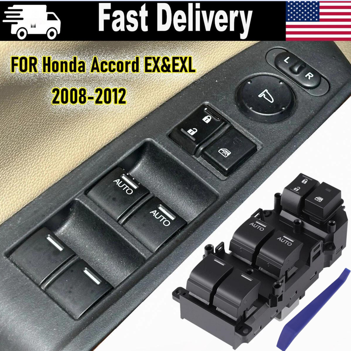 New Driver Left Master Power Window Door Switch For 2008-12 Honda Accord EX&EXL
