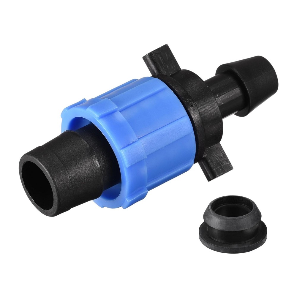 20pcs Drip Irrigation Coupling 16mm Barbed Locking Fitting with Washer Blue